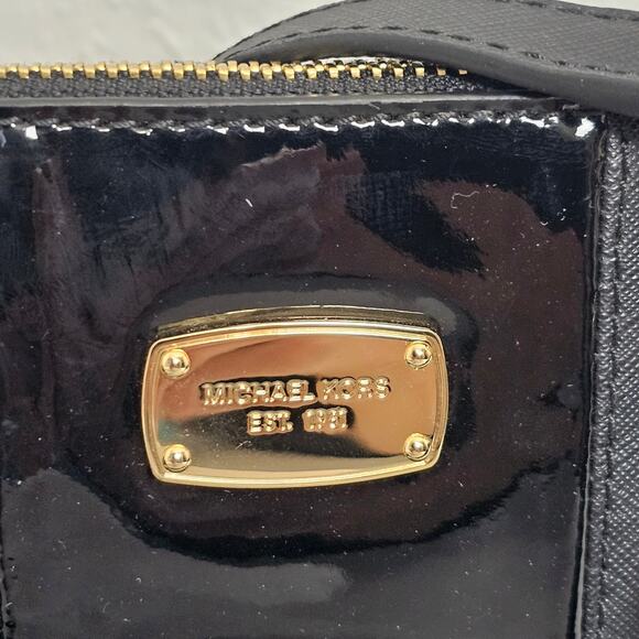 Michael Kors Black Saffiano Leather Center Stripe Dome Satchel - Picture 7 of 11